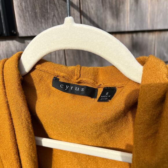 CYRUS, Hooded Sweater Cardigan, Mustard Yellow, Small - Picture 2 of 4